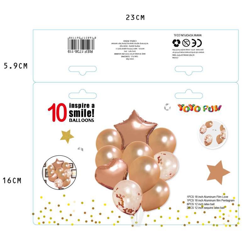 סט 10 בלונים מרהיב- גווני רוז גולד